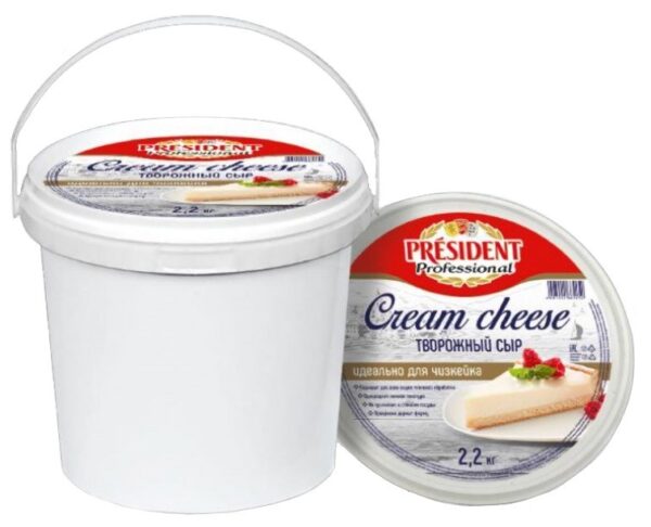 Сыр творожный «Сливочный Cream Cheese Professional» President 2,2кг | Для торта